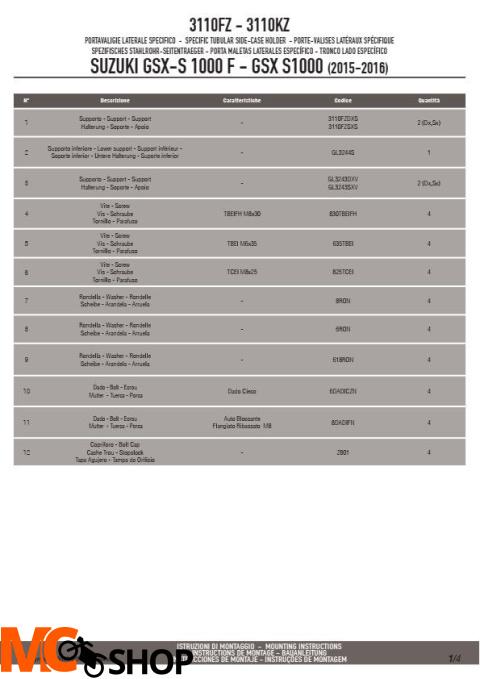 GIVI 3110FZ STELAŻ KUFRA CENTRALNEGO SUZUKI GSX