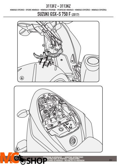 GIVI 3113FZ STELAŻ KUFRA CENTRALNEGO SUZUKI GSX S750