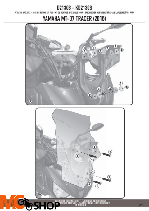 GIVI D2130S SZYBA DYMIONA 51 x 41 CM YAMAHA MT-07 TRACER