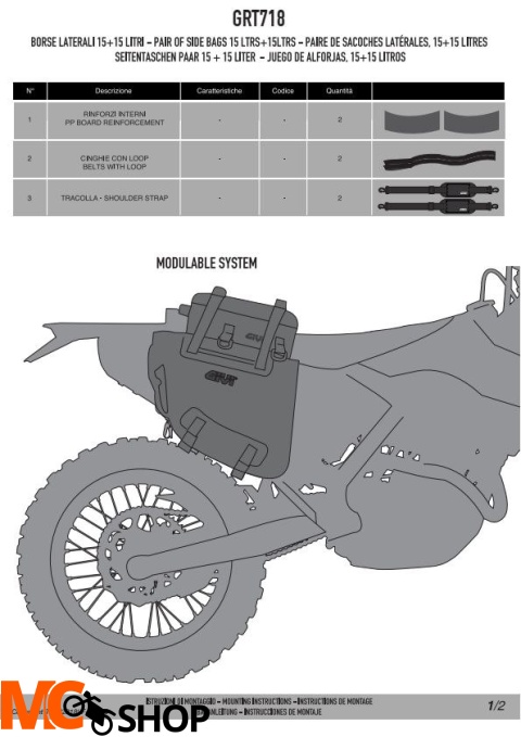 GIVI GRT718 TORBY WODOSZCZELNE OFF-ROAD ENDURO 2X 15L