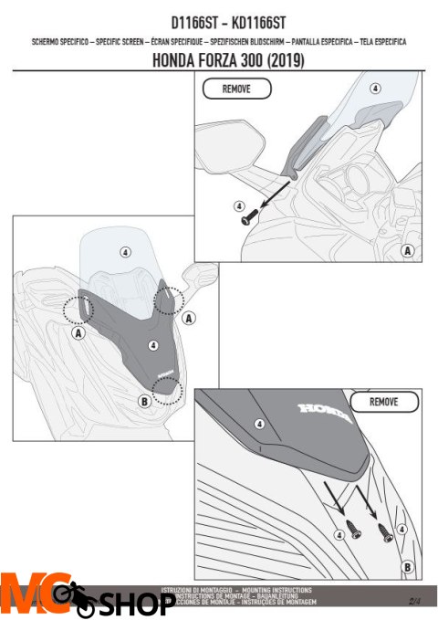 GIVI D1166ST SZYBA PRZEZROCZYSTA 58x44,5cm HONDA Forza