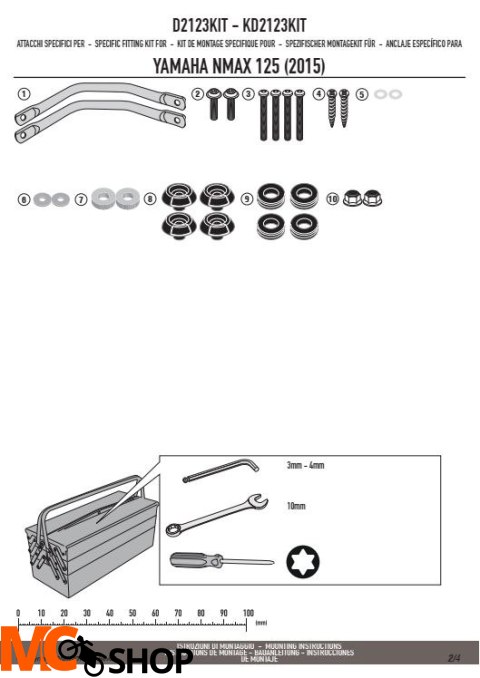 GIVI D2123KIT MOCOWANIE SZYBY 2123DT