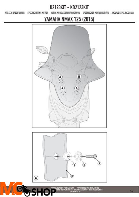 GIVI D2123KIT MOCOWANIE SZYBY 2123DT