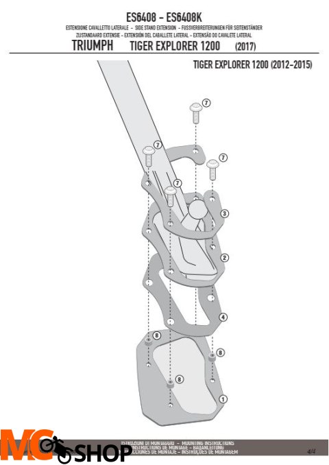 GIVI ES6408 POSZERZENIE DODATKOWE STOPKI TRIUMPH