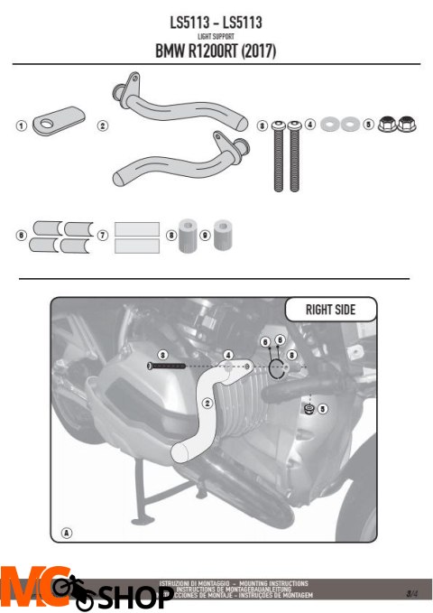 GIVI LS5113 MOCOWANIE HALOGENÓW BMW R 1200 RT