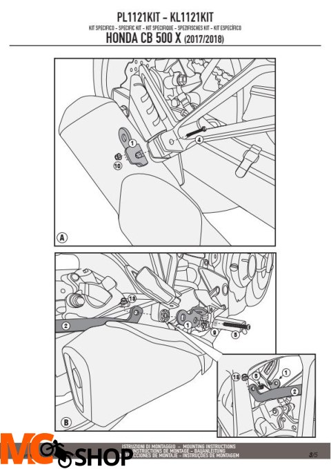 GIVI PL1121KIT ZESTAW MONTAŻOWY DO PL1121 / PL1121CAM