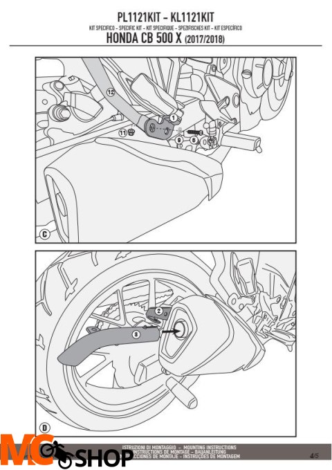 GIVI PL1121KIT ZESTAW MONTAŻOWY DO PL1121 / PL1121CAM