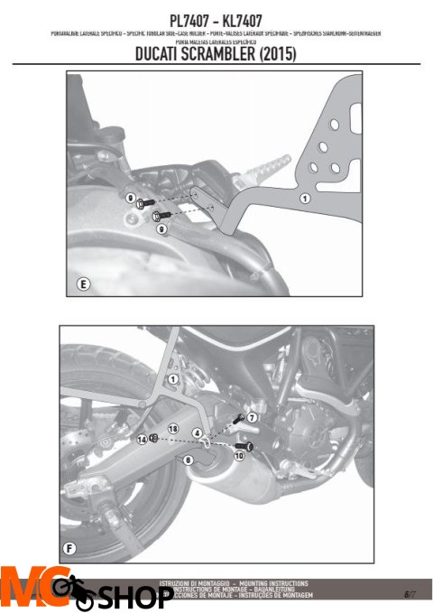 GIVI PL7407 STELAŻ KUFRÓW BOCZNYCH MONOKEY DUCATI