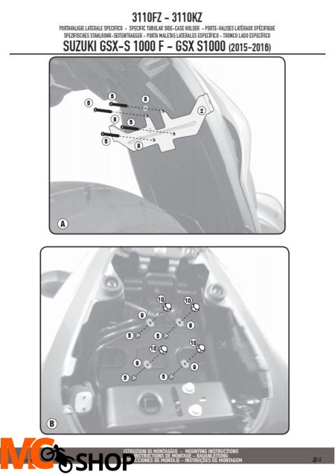 KAPPA KZ3110 STELAŻ CENT SUZUKI GSX S1000/F(15-16)