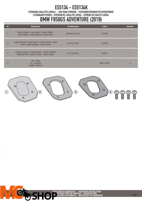 GIVI ES5134 POSZERZENIE STOPKI BMW F 850 GS Adventure