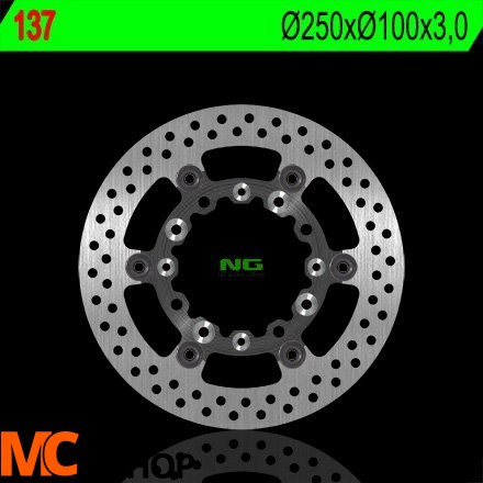 NG137 TARCZA HAMULCOWA KAWASAKI KX 125/250 '89-'02, KLX 250/300/650R '93-'07 (PŁYWAJĄCA) (25X100X3) (4X6,5MM)