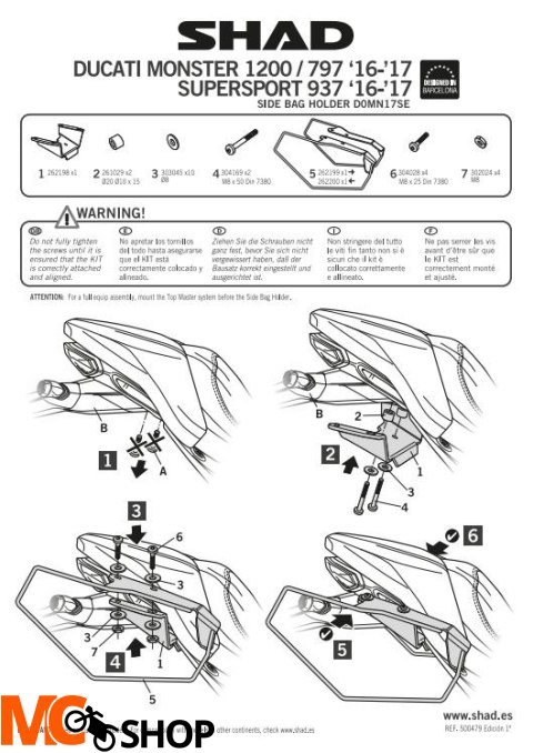 SHAD KSHD0MN17SE STELAŻ DO SAKW DO DUCATI MONSTER