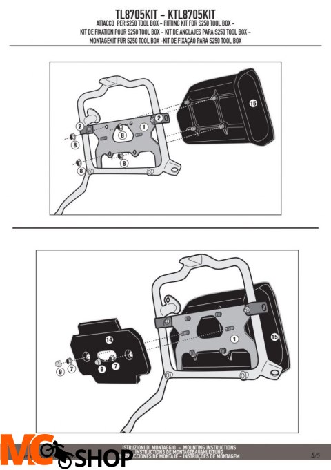 KAPPA KTL8705KIT MOCOWANIE SKRZYNKI NARZĘDZIOWEJ KS250