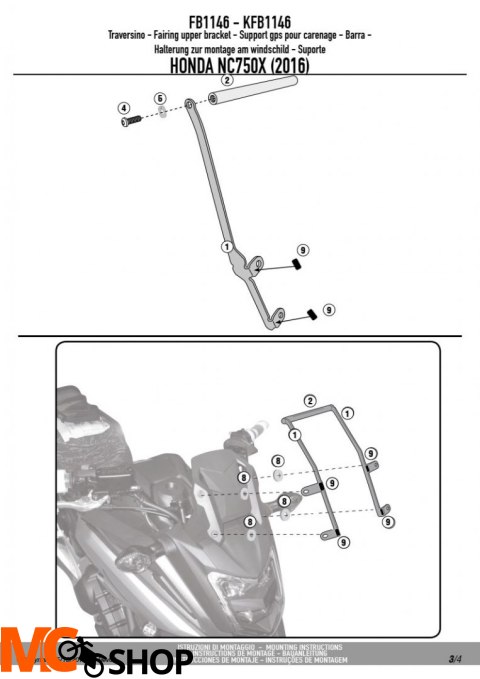 KAPPA KFB1146 POPRZECZKA DO TOREB I MOCOWAŻ GPS HONDA
