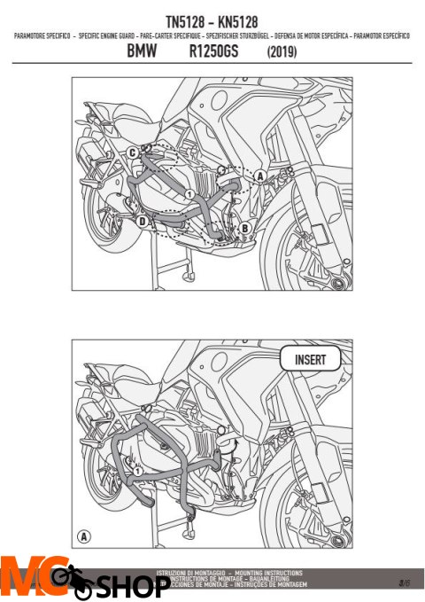 KAPPA KN5128 GMOLE OSŁONY SILNIKA BMW R 1250GS CZARNE