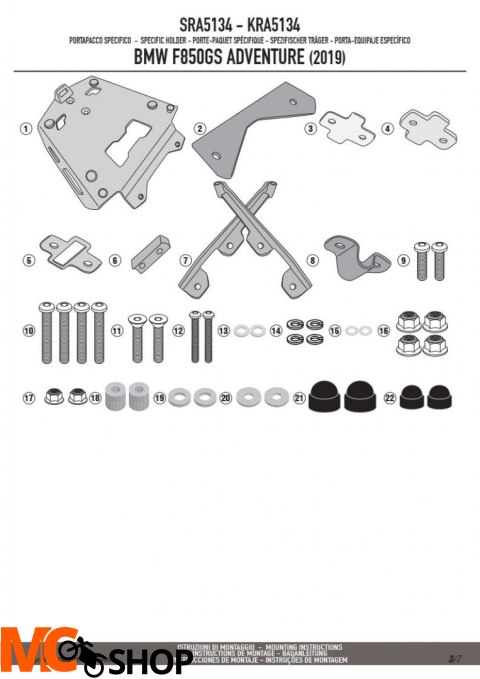 KAPPA KRA5134 STELAŻ KUFRA CENTRALNEGO BMW F 850GS