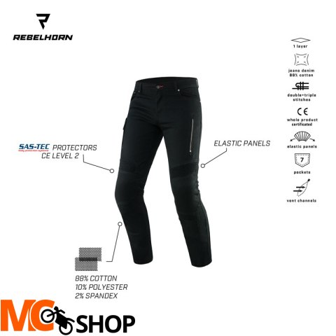 REBELHORN SPODNIE MOTO JEANS VANDAL TWILL BLACK