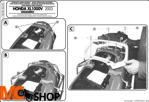 Givi PL170 mocowanie boczne MONOKEY Varadero 1000 (03-06)