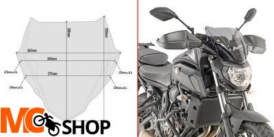 GIVI A2140 SZYBA DYMIONA 28 x 36,5 cm YAMAHA MT-07