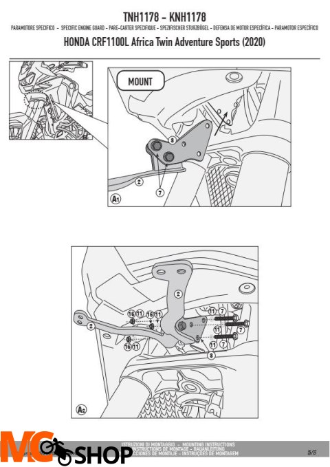 GIVI TNH1178 OSŁONA SILNIKA GMOLE (GÓRNE) CRF1100L