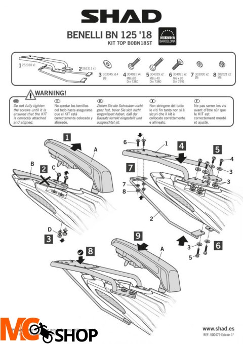 SHAD B0BN18ST STELAŻ KUFRA TYŁ DO BENELLI BN125