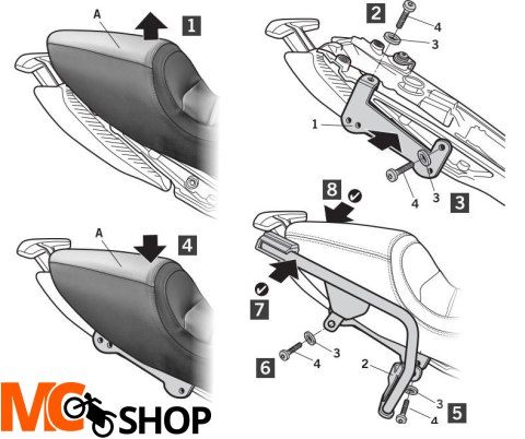 STELAŻ KUFRA BOCZNEGO 3P SHAD DO DUCATI DIAVEL