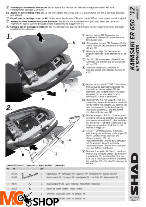 STELAŻ SHAD KSHK0ER62ST KAWASAKI ER6 N-F - 12/16