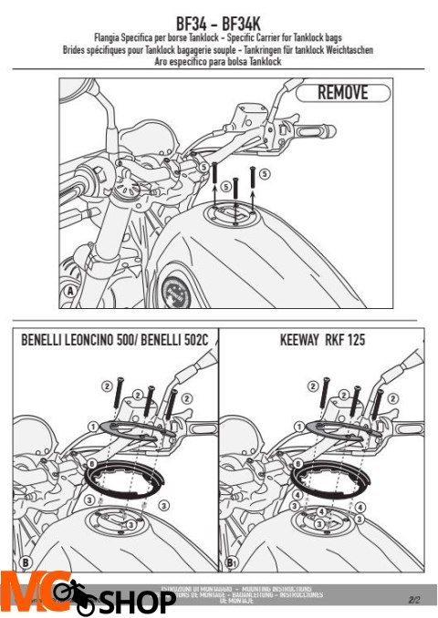 KAPPA BF34K MOCOWANIE TANKLOCK BENELLI Leoncino 500