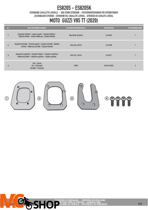 KAPPA ES8205K POSZERZENIE STOPKI BOCZNEJ MOTO GUZZI