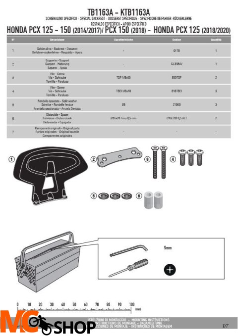 KAPPA KTB1163A OPARCIE PASAŻERA HONDA PCX 125