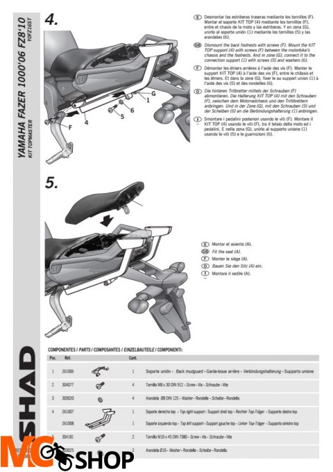 STELAŻ SHAD KSHY0FZ16ST YAMAHA FAZER 1000 - 06/15
