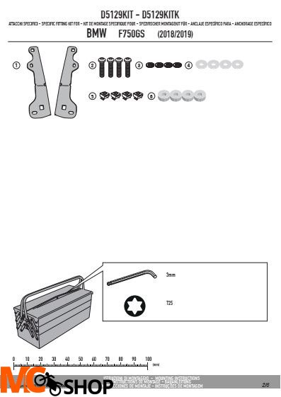 GIVI D5129KIT MOCOWANIE SZYBY D5127