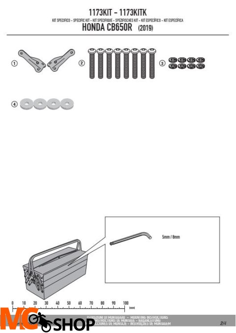 GIVI 1173KIT ZESTAW MONTAŻOWY TE1173 BEZ STELAŻA CENTRALNEGO 1173FZ