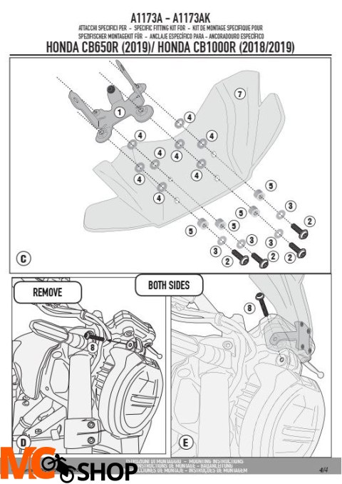 GIVI A1173A MOCOWANIE SZYBY 1173S