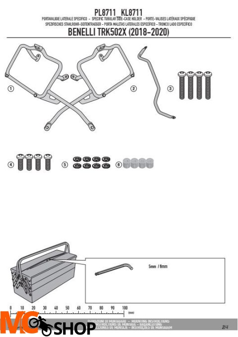 GIVI PL8711 STELAŻ KUFRÓW BOCZNYCH MONOKEY BENELLI TRK502