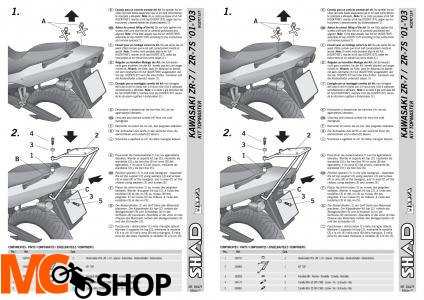 SHAD K0ZR71ST STELAŻ KUFRA TYŁ Kawasaki ZR-7 (S) 2001-2005