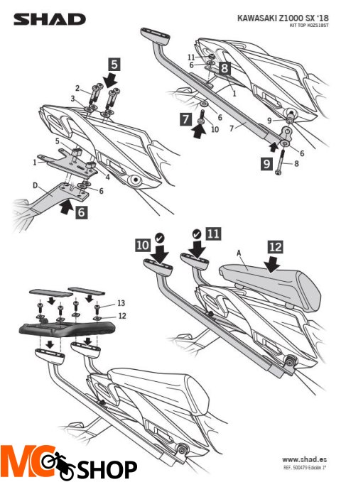 SHAD K0ZS18ST STELAŻ KUFRA TYŁ Kawasaki Z1000 SX (18-19) czarny