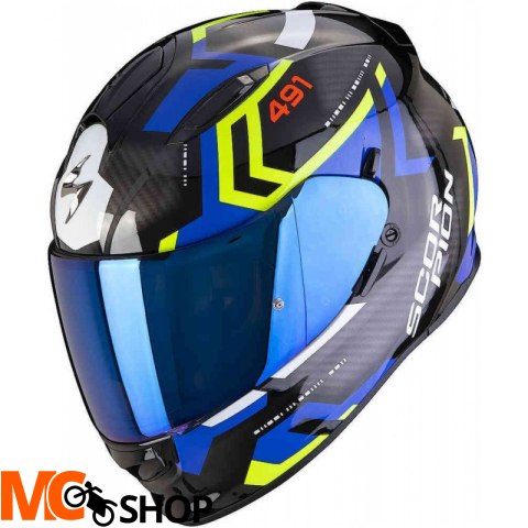 SCORPION KASK INTEGRALNY EXO-491 SPIN BK-BL-NE YEL