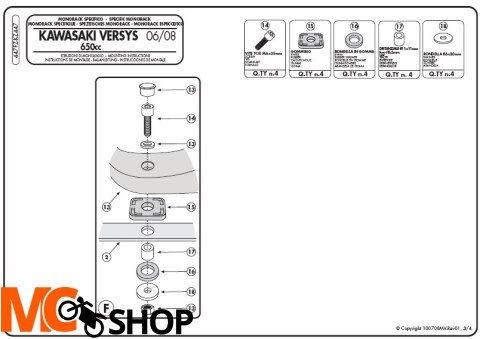 Stelaż centralny Givi 447FZ do Versys 650 06-09