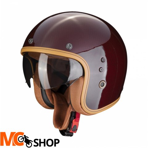 SCORPION KASK OTWARTY BELFAST EVO CARBON SOLID RED