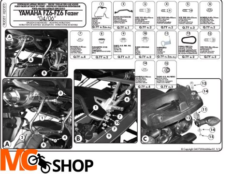 GIVI PLX351 stelaż boczny v35 do FZ6/ FAZER '04-06