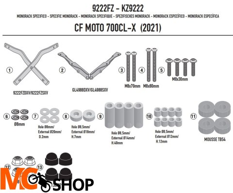 GIVI STELAŻ KUFRA CENTRALNEGO MONOLOCK CFMOTO 700