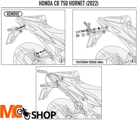 KAPPA STELAŻ KUFRA CENTRALNEGO HONDA CB 750 HORNET