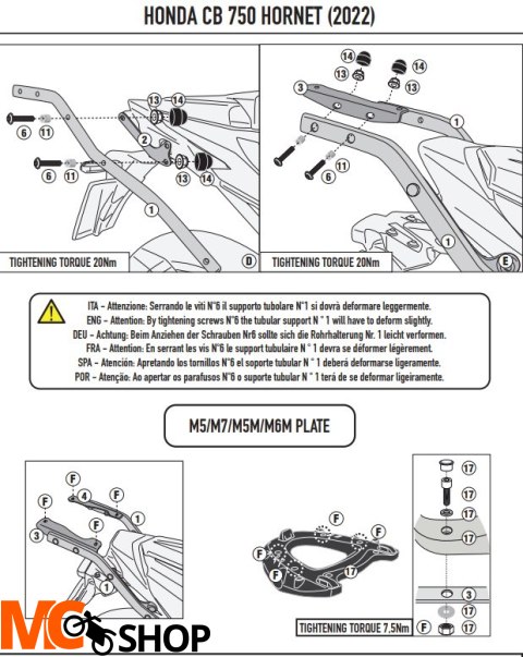 KAPPA STELAŻ KUFRA CENTRALNEGO HONDA CB 750 HORNET