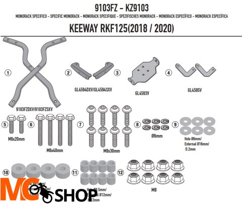 KAPPA STELAŻ KUFRA CENTRALNEGO KEEWAY RKF 125 '18-