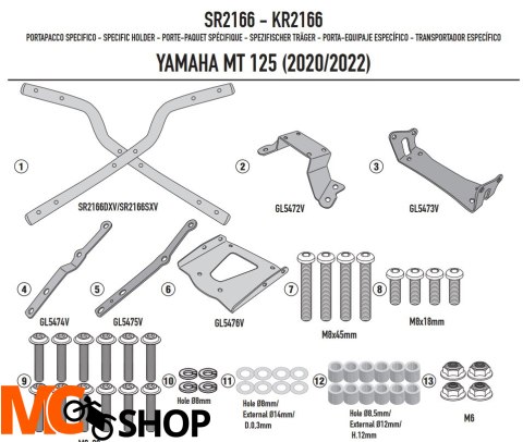 KAPPA STELAŻ KUFRA CENTRALNEGO YAMAHA MT 125 20-22