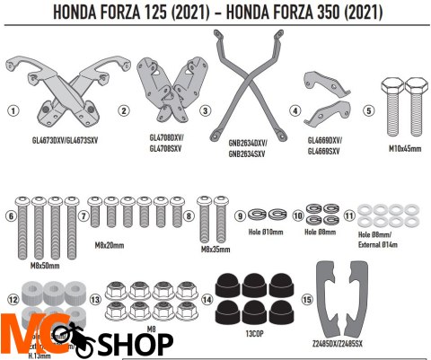 GIVI STELAŻ KUFRA CENTRALNEGO HONDA FORZA 125 /300