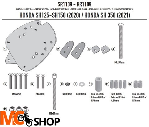 GIVI STELAŻ KUFRA CENTRALNEGO MONOLOCK HONDA SH 35