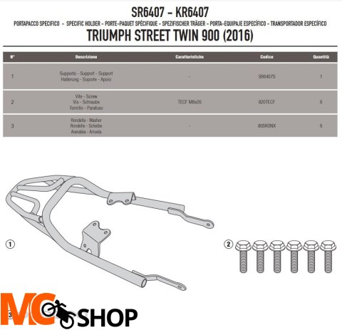 GIVI STELAŻ KUFRA CENTRALNEGO TRIUMPH STREER TWIN