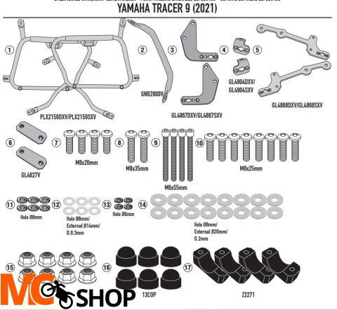 GIVI STELAŻ KUFRÓW BOCZNYCH V35 /V37/K33 YAMAHA T